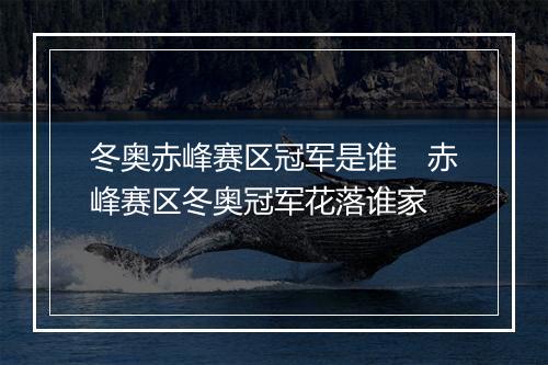 冬奥赤峰赛区冠军是谁　赤峰赛区冬奥冠军花落谁家